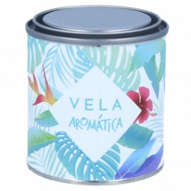 Stickers cans blue tropical candles