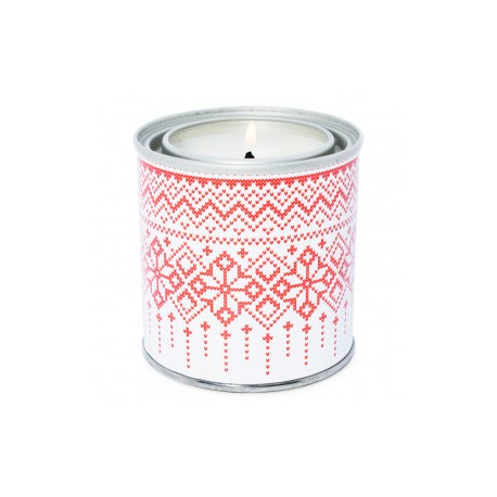 Red stickers Christmas print candles in can