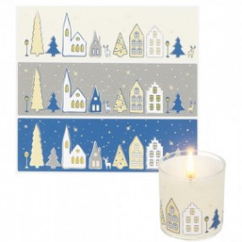 Small blue snowy village stickers