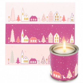 Stickers snowy village plum tones for canned candles