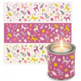 Forest stickers shades of pink for canned candles