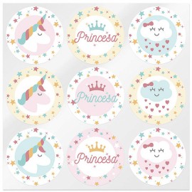 Unicorn and princess stickers