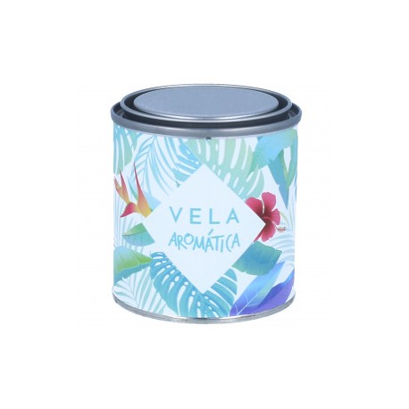 Stickers cans blue tropical candles