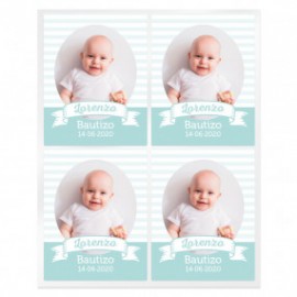 Stickers christening personalized stripes with photo