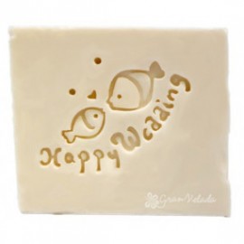 Label for happy wedding soaps