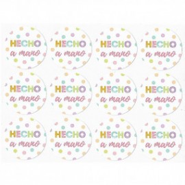 Handmade stickers with colored polka dots