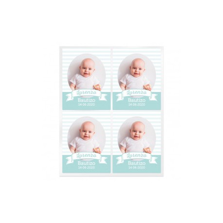 Stickers christening personalized stripes with photo