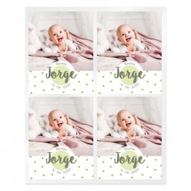 Personalized polka dot stickers with photo for christening