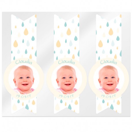 Stickers droplets reminder christening with photo