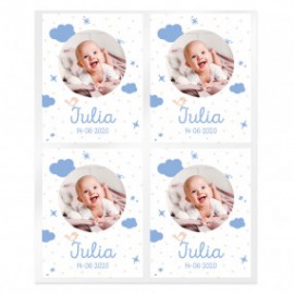 Personalized christening cloud stickers with photo