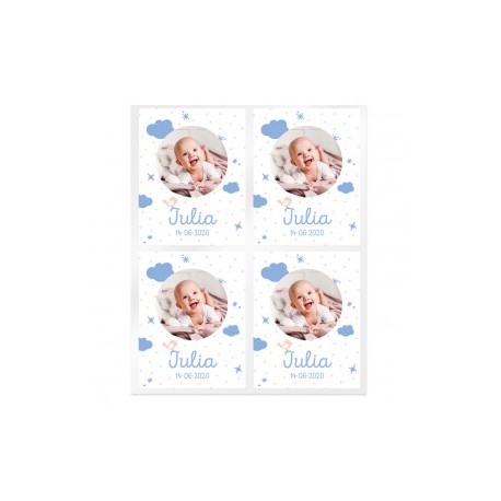 Personalized christening cloud stickers with photo