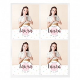 Personalized communion polka dot stickers with photo