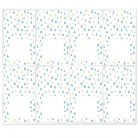 Rectangular stickers colored droplets