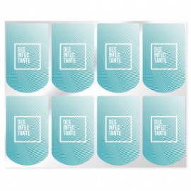 Disinfectant stickers hanging containers