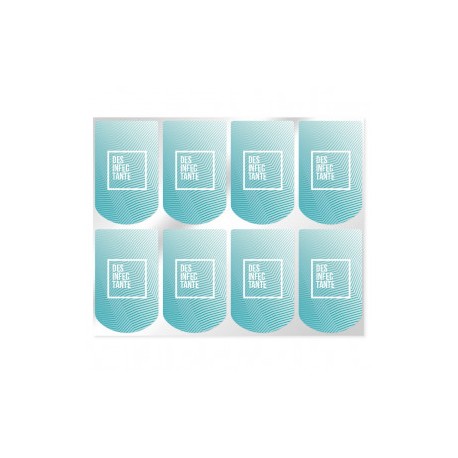 Disinfectant stickers hanging containers